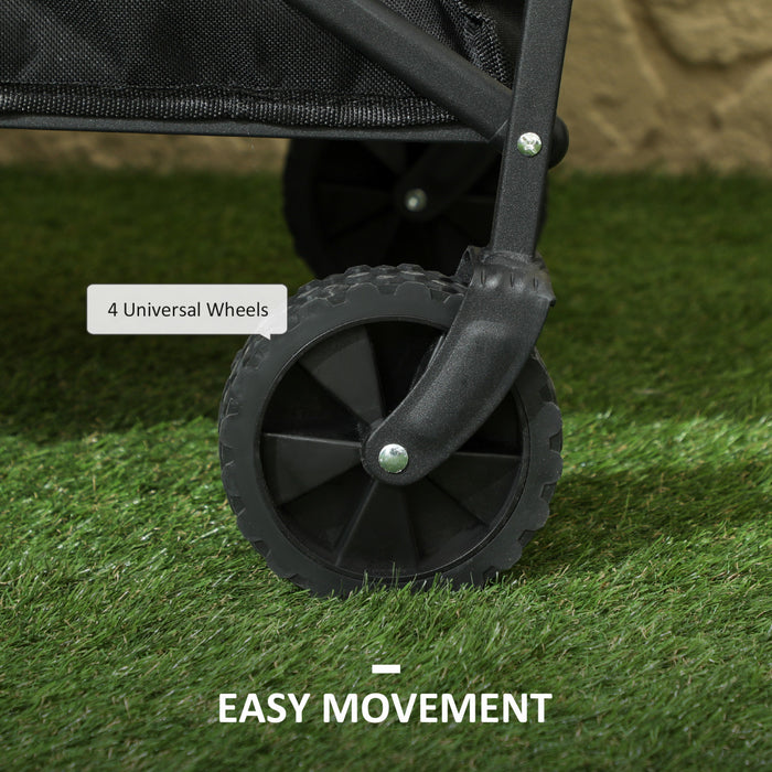 Outsunny Chariot pliable pliable, chariot de jardin utilitaire, noir