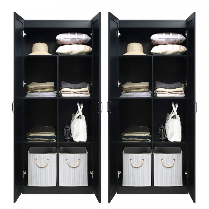 Armoire de rangement moderne Hopkins 30\" en noir (7 etageres) - Lot de 2