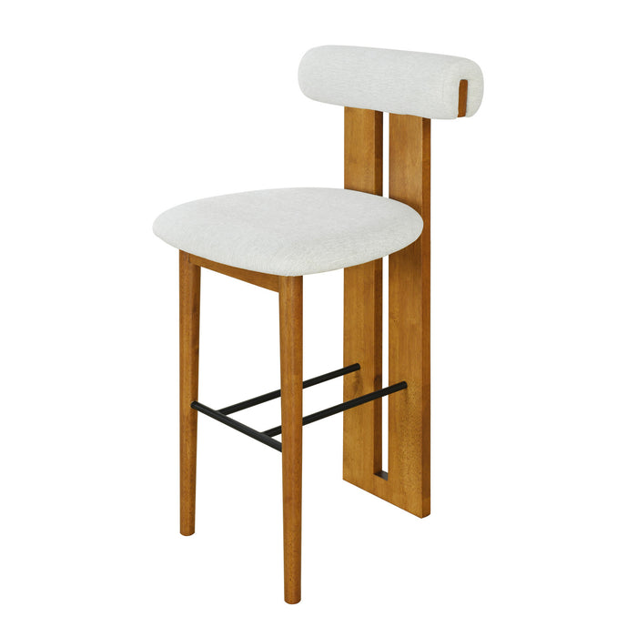 Sophia – Lot de 2 tabourets de bar modernes d’interieur en bois d’hevea avec dossier de soutien, couleur ivoire et noyer