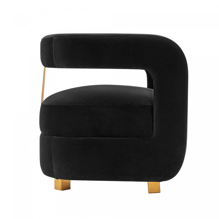Fauteuil lounge moderne Amirah en velours noir - Lot de 2