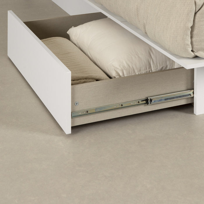 Step One Lit Plateforme Avec Tiroirs - Blanc Solide