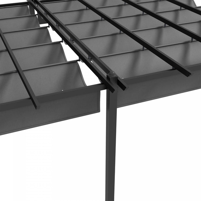 Outsunny Pergola Ave Auvent Retractable De 12' X 20', Pergola En Aluminium, Abri Pare-soleil Exterieur Pour Grill, Patio, Jardin, Terrasse