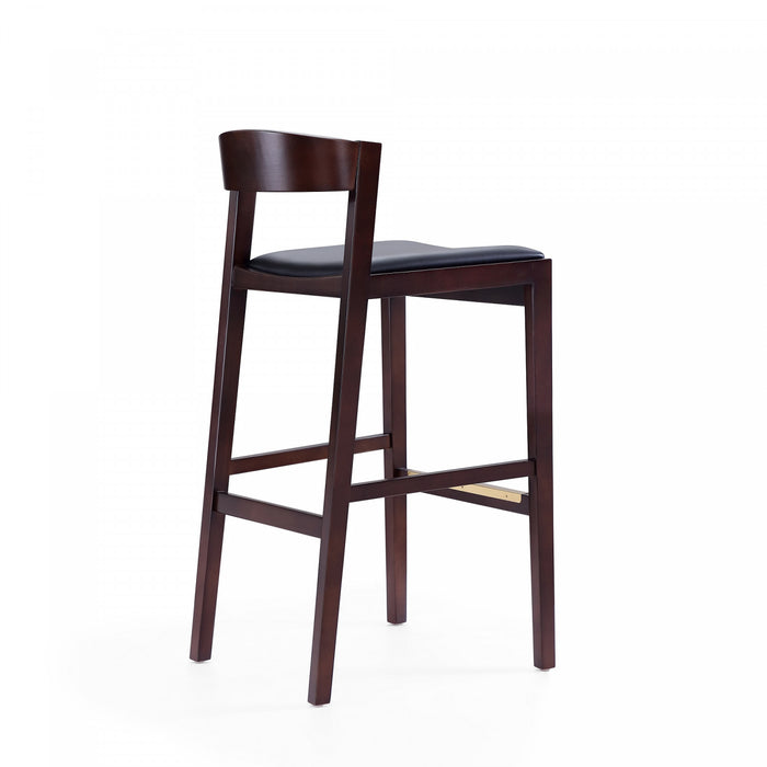 Tabouret de bar en bois rembourre style Klismos mi-siecle moderne noir - Lot de 2