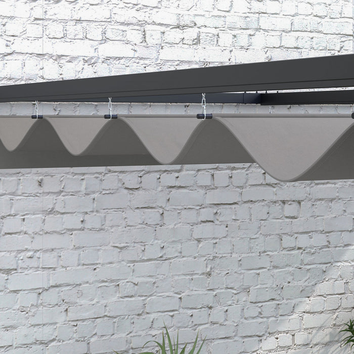 Outsunny Auvent De Pergola Retractable De 10' X 10', Adosse A La Pergola, Pavillon De Jardin Mural, Abri Pare-soleil Exterieur Pour Grill, Patio, Terrasse