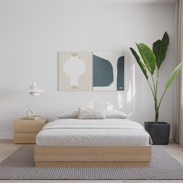 Lit double plateforme Nordika - chêne blond naturel