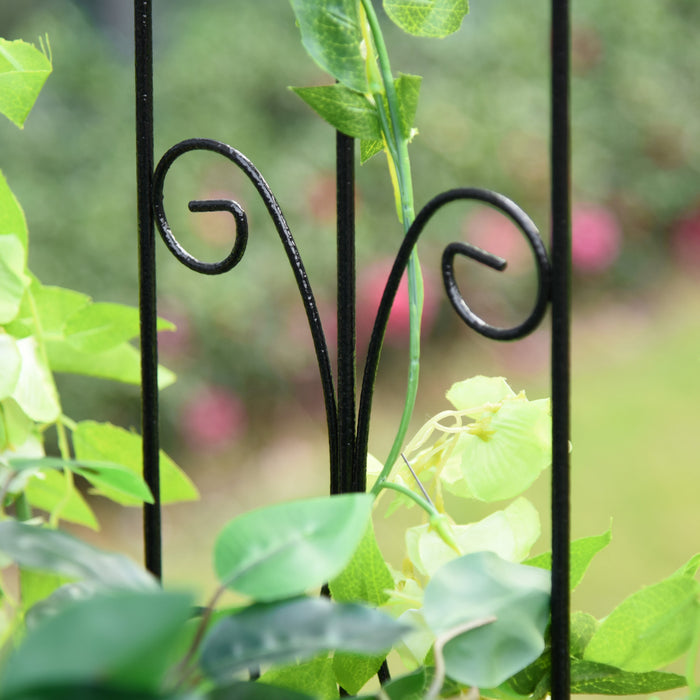 Outsunny - Arche De Jardin En Metal De 87 Pouces Avec Double Porte, 2 Paniers A Plantes Lateraux, Cadre De Vigne Grimpante.