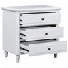 U_Style 28 Inch Painted Nightstand with 3 Smooth-Glide Drawers and Rubberwood Legs, White | U_Style Table de Nuit Peinte 28 po avec 3 Tiroirs a Glissiere Douce et Pieds en Bois de Caoutchouc, Blanc