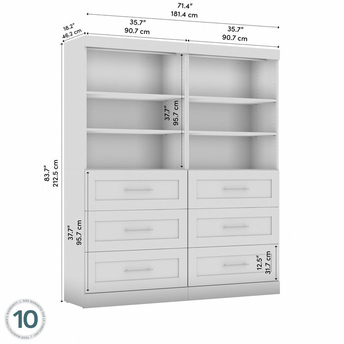 Organisateur de garde-robe Pur de Bestar de 72 po (L) avec tiroirs - blanc