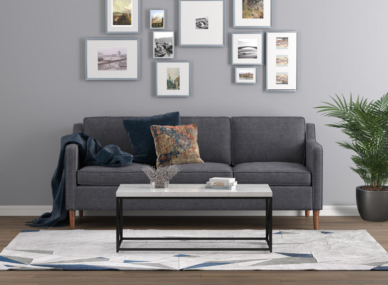 Table à café de 44 po en marbre avec métal noir