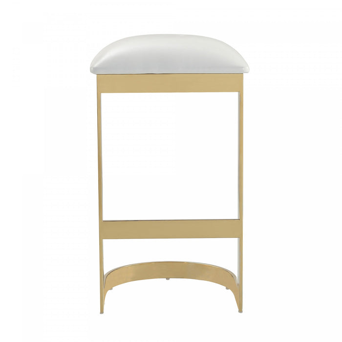 Tabouret de bar moderne en metal et tissu Aura, blanc - Lot de 2