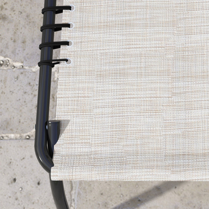 Outsunny 2 Chaises Longues Pliantes, Chaises Longues Avec Appui-tete, Creme
