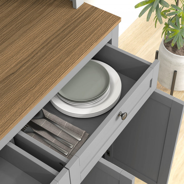 HOMCOM Armoire de Cuisine 71\", Buffet avec Espace Micro-ondes, Gris