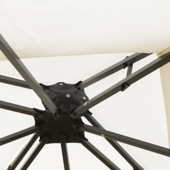 Outsunny 10 'x 10' Jardin Exterieur En Metal Tonnelle Patio Auvent Chapiteau Patio Tente De Fete Auvent Abri Toit Ventile Cadre Decoratif Creme