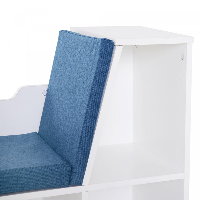 HOMCOM Bibliotheque 6 Cases avec Coussin Coin Lecture, Bleu