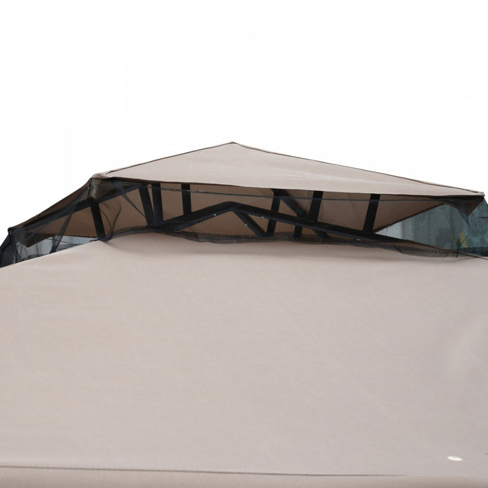 Outsunny 10x10pi Pavillon De Jardin A Double Toit Avec Fonction De Ventilation Auvent Abri Jardin Evenement Fete Tente Cour Pare-soleil Cadre En Acier Avec Moustiquaire