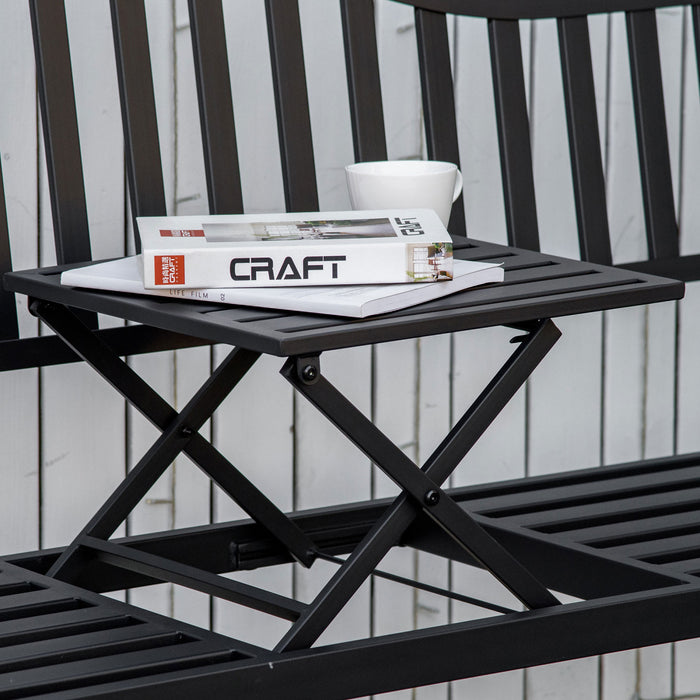 Outsunny Banc D'exterieur Avec Table Centrale, Causeuse De Patio, Noir