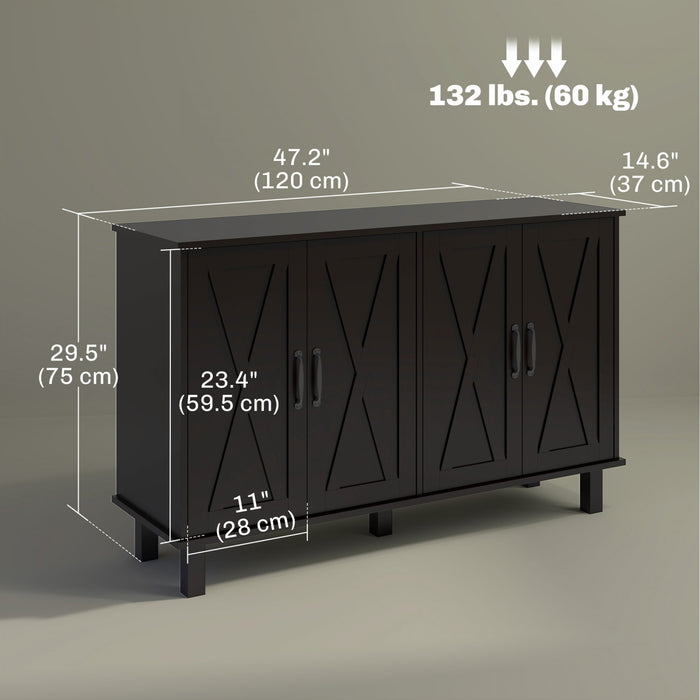 HOMCOM Meuble a cafe, buffet avec portes de grange, etagere reglable, noir