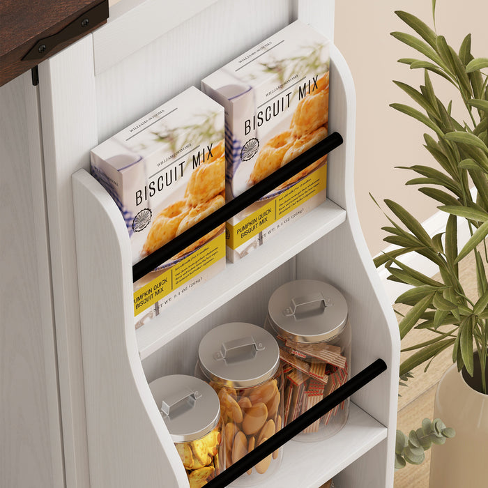 HOMCOM Meuble de rangement pour garde-manger, avec 6 etageres, blanc