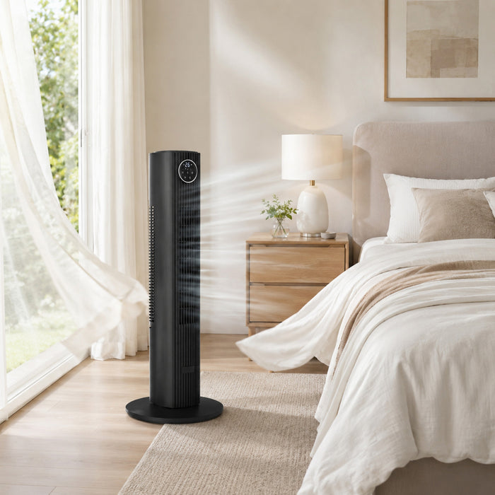 HOMCOM Ventilateur Colonne 28 dB pour Chambre, 26 ft/s Debit d'Air Puissant, Noir