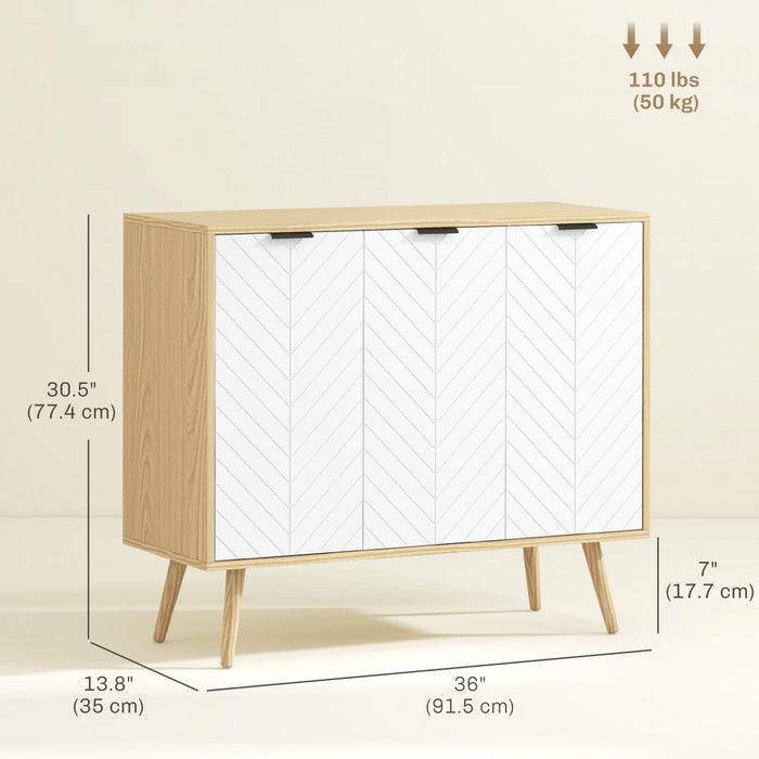HOMCOM Armoire de rangement buffet armoire d'appoint etageres reglables