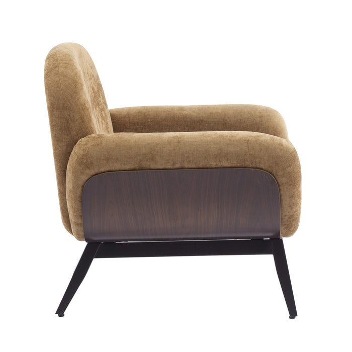 Audrey Fauteuil d’appoint ergonomique en bois massif avec revetement en tissu, kaki