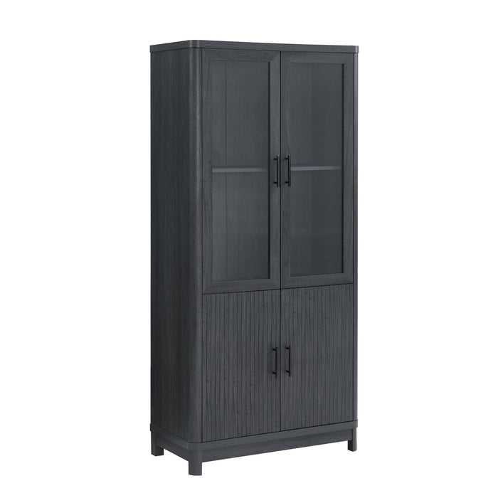 Armoire bibliotheque Jodie style milieu du siecle 79 cm en gris charbon (6 etageres) – Lot de 3
