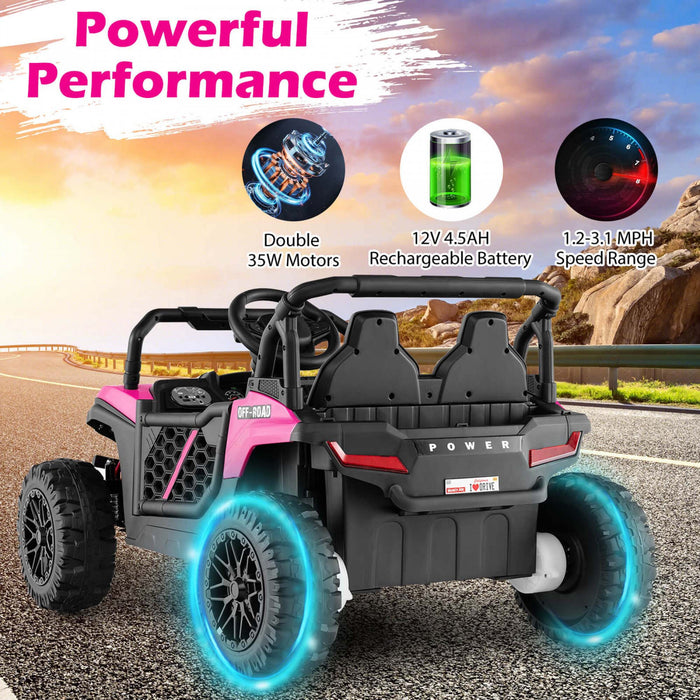 Costway 12v Kids Ride Sur Camion Avec Telecommande Parentale 3 Vitesses Et Fonction Avant Inverse Rose