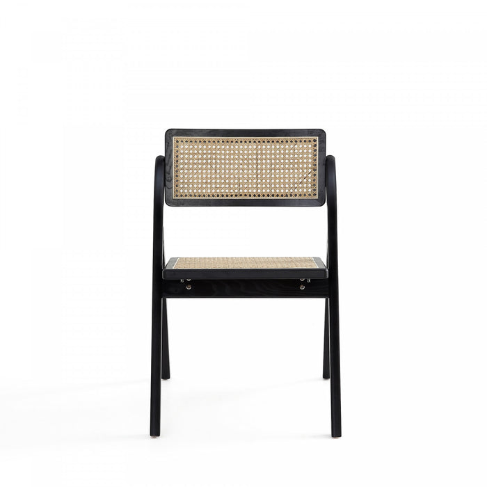 Chaise pliante en bois style industriel Lambinet, noir et naturel - Lot de 4
