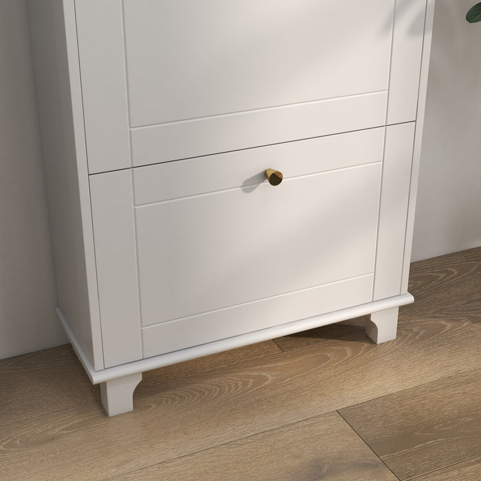 HOMCOM Armoire a chaussures avec 3 tiroirs rabattables pour 12 paires Blanc