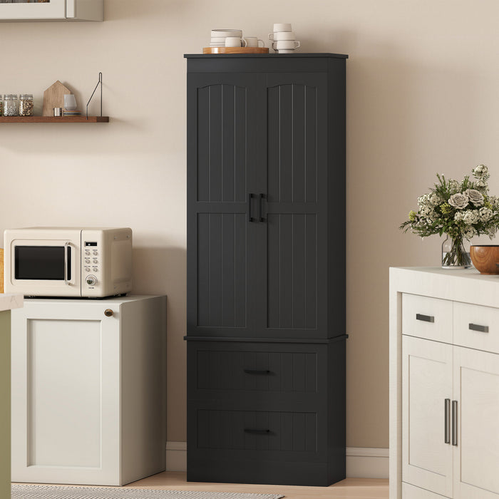 HOMCOM Armoire Haute, 67\" Armoire de Rangement de Cuisine, Noir