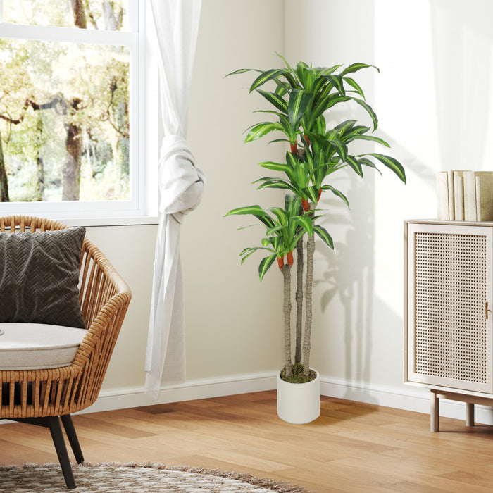 HOMCOM Arbre Dracaena Artificiel de 5pi, Plante Factice Realiste