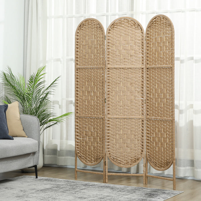 HOMCOM Paravent 3 Panneaux, Ecran de Confidentialite Pliable, Bois Naturel
