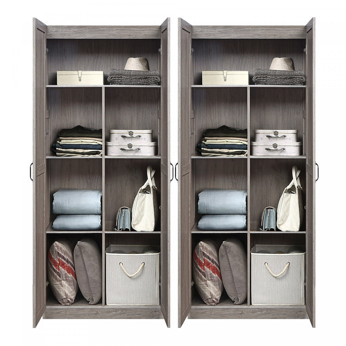 Armoire de rangement moderne Hopkins 30\" en gris (7 etageres) - Lot de 2