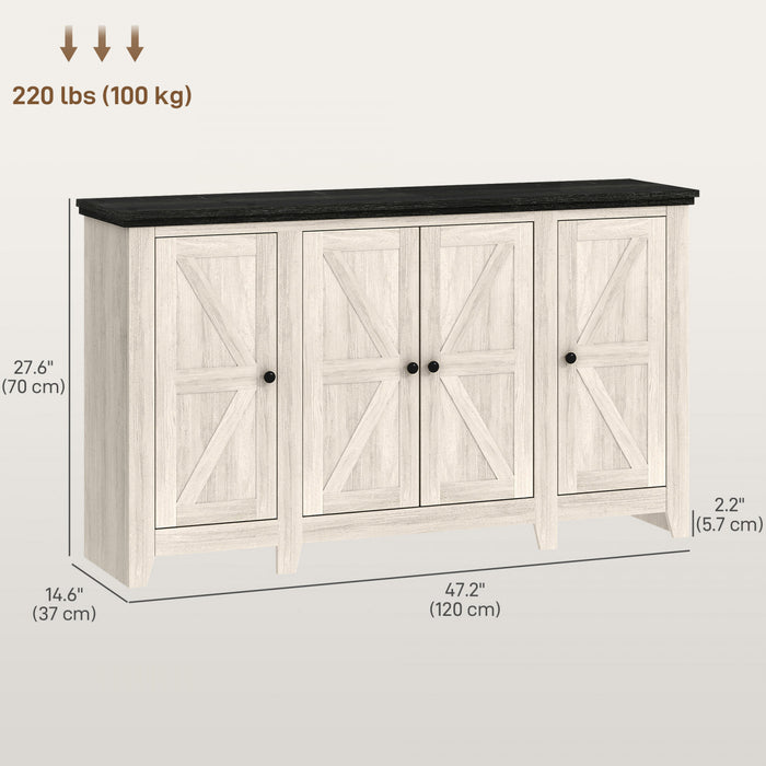 HOMCOM Buffet avec etageres reglables, portes, grain de bois blanc