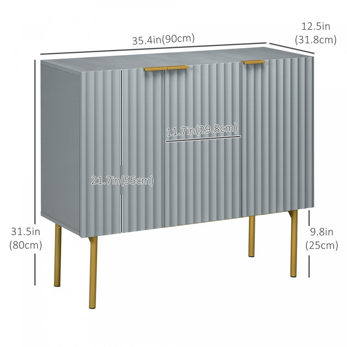 HOMCOM Meuble d'appoint avec pieds dores pour salle a manger couloir, gris