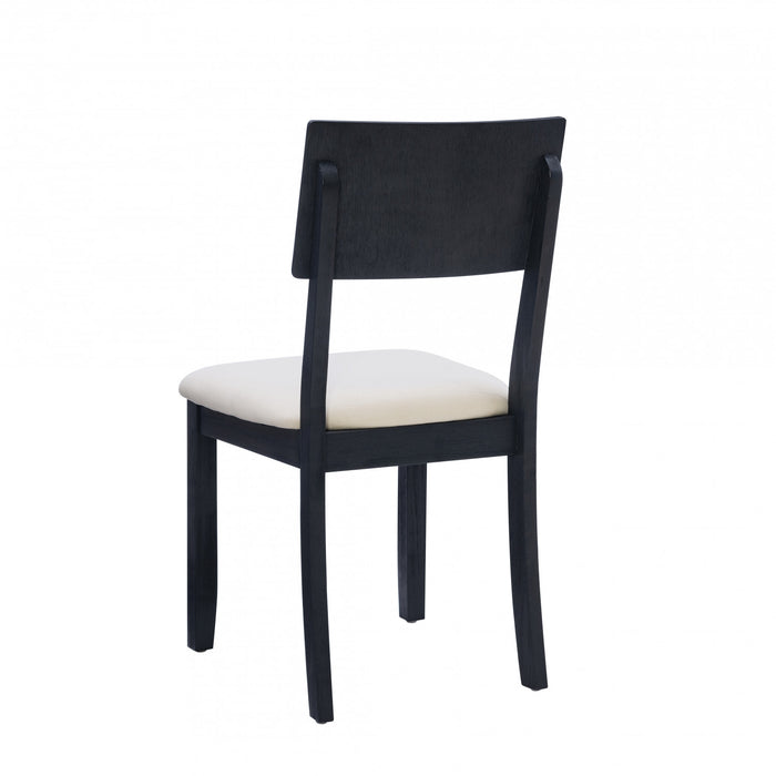 Chaise de salle à manger Jorissen en tissu d’apparence lin anthracite foncé - ensemble de 2