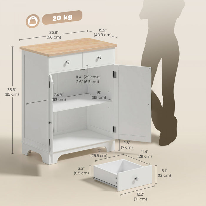 HOMCOM Armoire Cuisine Dessus Bois avec Etagere Reglable
