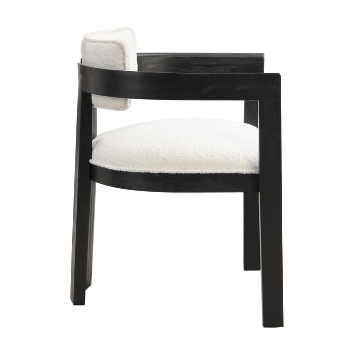 Evelyn Ensemble de 2 chaises de salle a manger en bois de caoutchouc avec accoudoirs et assise rembourree, noir