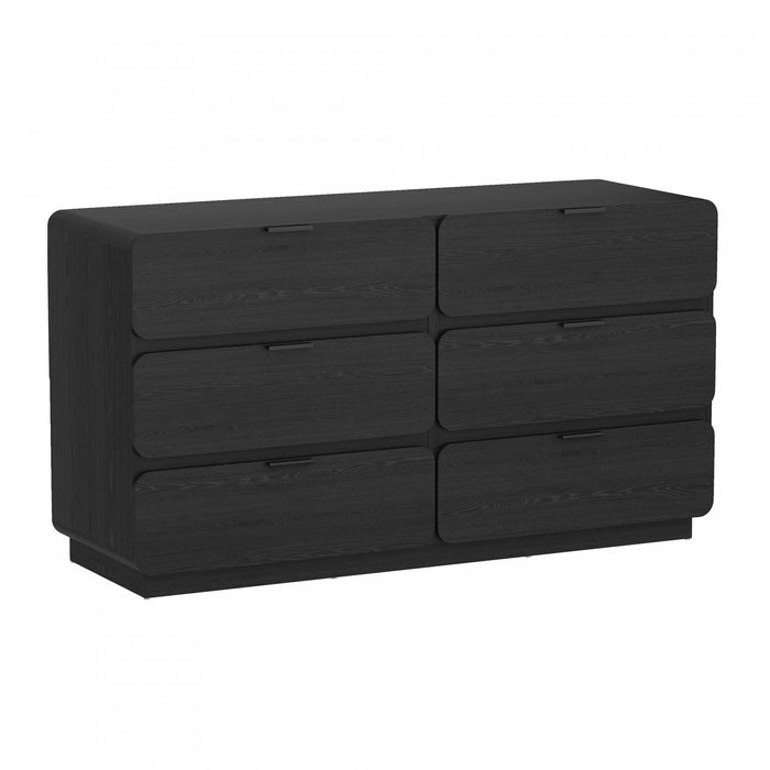 Commode contemporaine moderne Chrystie 60\" en noir (6 tiroirs)