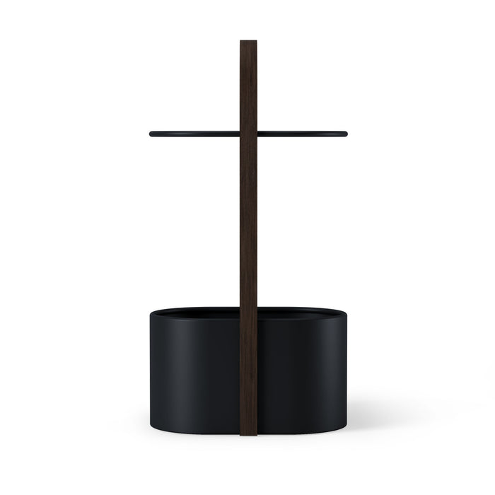 Table de bout moderne Bellwood de Umbra en acier avec rangement - noire et noyer