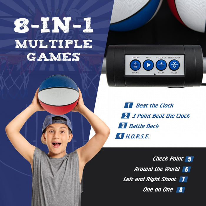 Costway Double Shot Basketball Arcade Game Avec 8 Modes De Jeu Arcade Son Electronique Scoring Blanc