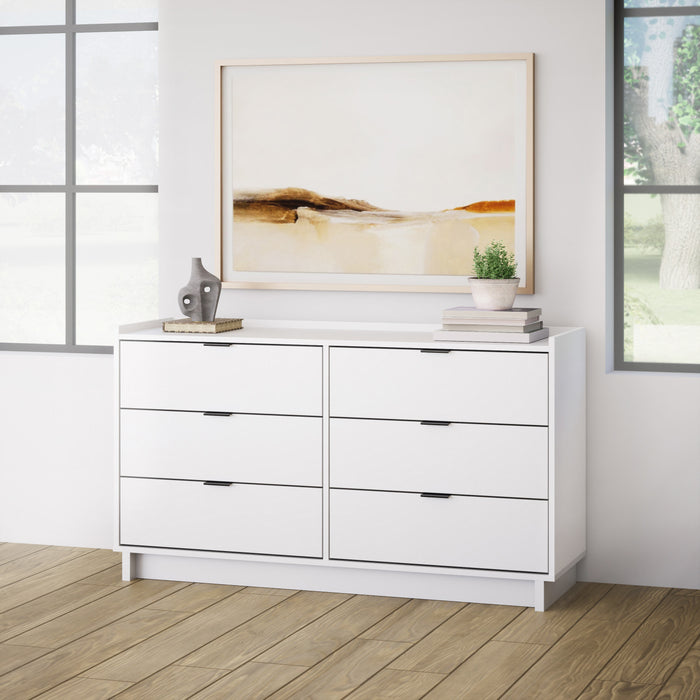Commode Simply Modern de Prepac de 52,5 po à 6 tiroirs - blanche
