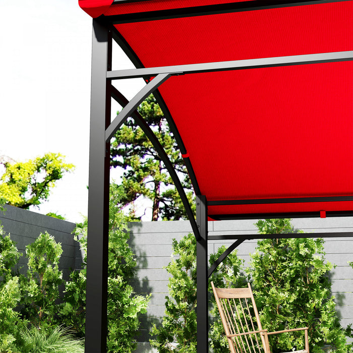 Outsunny Tente Gazebo Bbq Grill Avec Cadre En Acier Crochets, Rouge Vin
