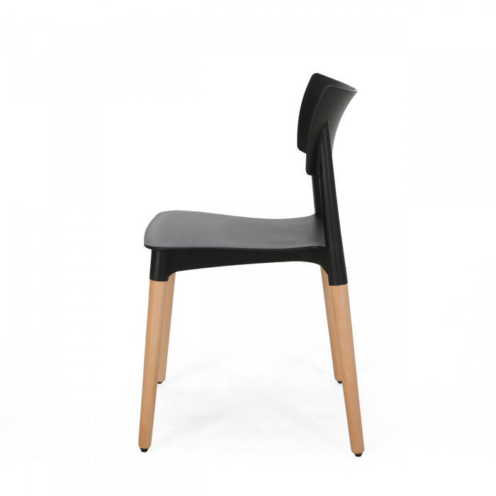 Lot De 2 Chaises De Salle À Manger Mason Avec Assise En Polypropylène Et Pieds En Bois Massif - Noir