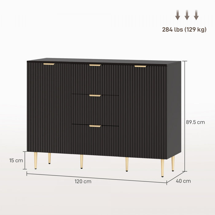HOMCOM Buffet avec 3 tiroirs et etageres reglables, Noir