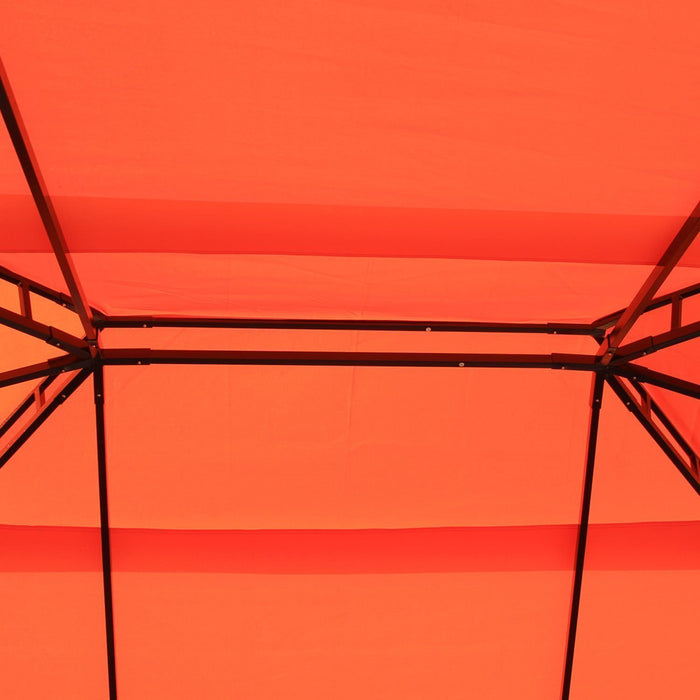 Outsunny 10 X 13pi Belvedere Cadre En Aluminium Tonnelle Auvent Double Niveau Abri De Jardin Avec Filet Et Rideaux, Orange