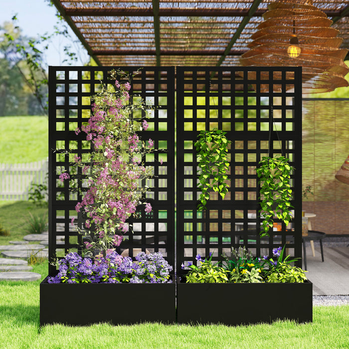 Outsunny Jardiniere galvanisee avec treillis, 435\" x 16\" x 70\"