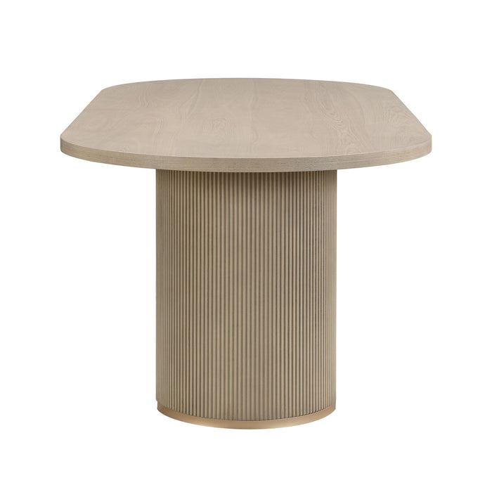 Madison Table a manger ovale en bois massif avec double pietement, bois clair naturel