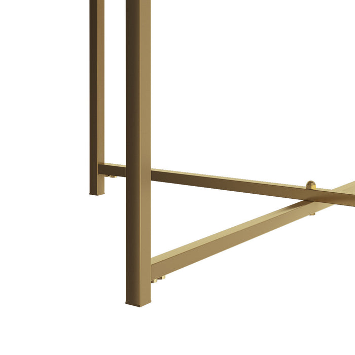 Gilded Table Basse Ronde avec Plateau en Marbre Blanc