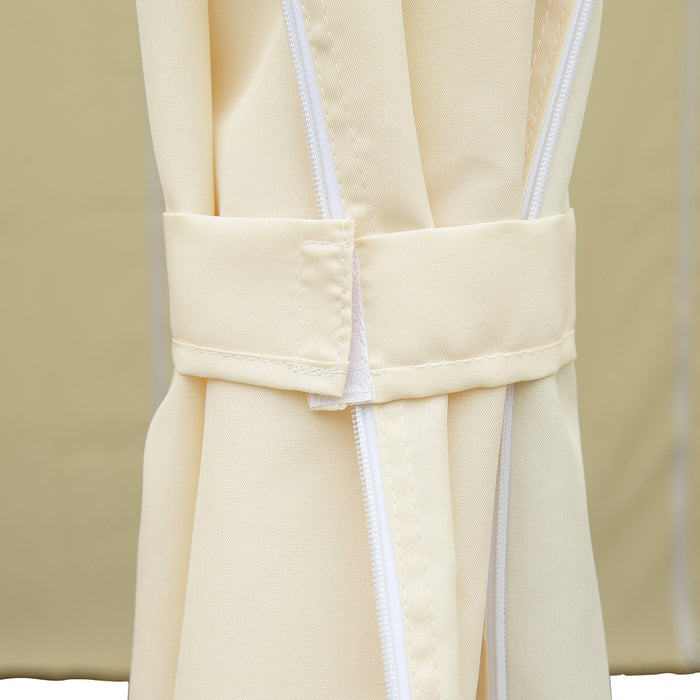 Outsunny 13'l X 10'w X 8.8'/6.5h Patio Gazebo Exterieur 2-tiers Jardin Canopee Parasol Abri Avec Rideaux Blanc Creme